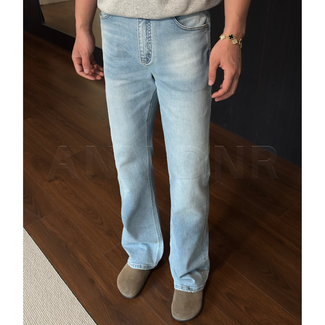 ANN DNR “Row家蓝牛” 夏季12oz高定色直筒休闲水洗牛仔裤KL80137