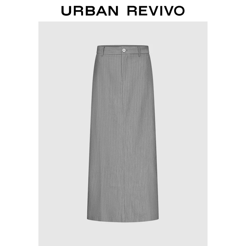 UR2025夏季新款女装简约气质通勤风百搭条纹半裙UIU550018