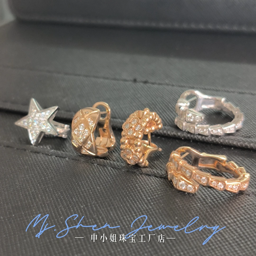 【申小姐】18K金天然钻石彗星菱格万花筒灵蛇耳拍耳扣多样性发一件