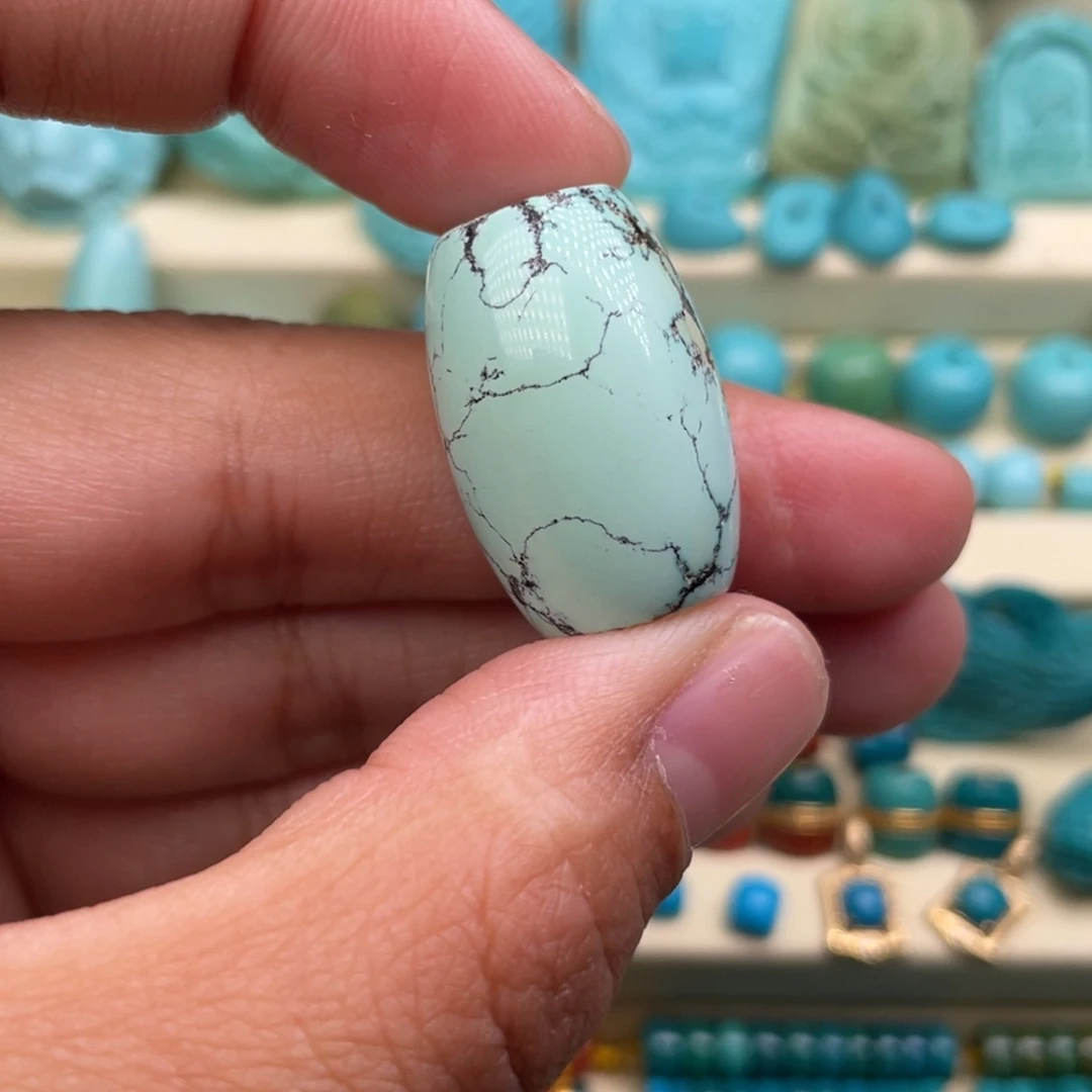 绿松石桶珠未镶嵌清*