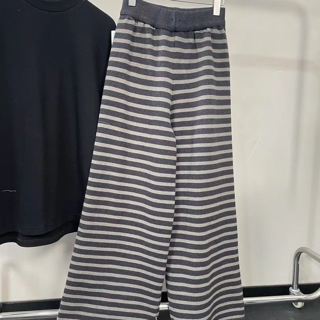 【 雨•美 推荐 】6522加厚韩版条纹针织裤