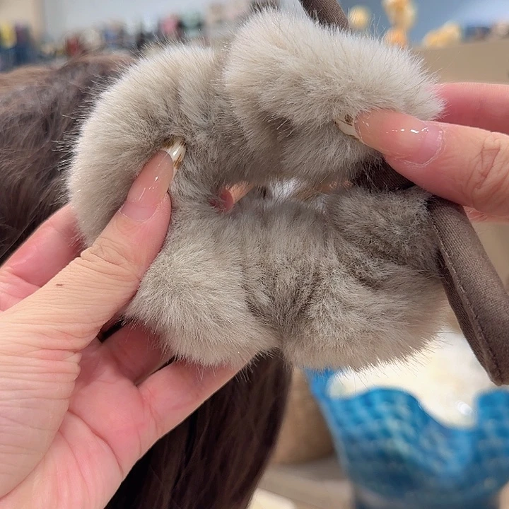 燕麦色毛毛麂皮蝴蝶结