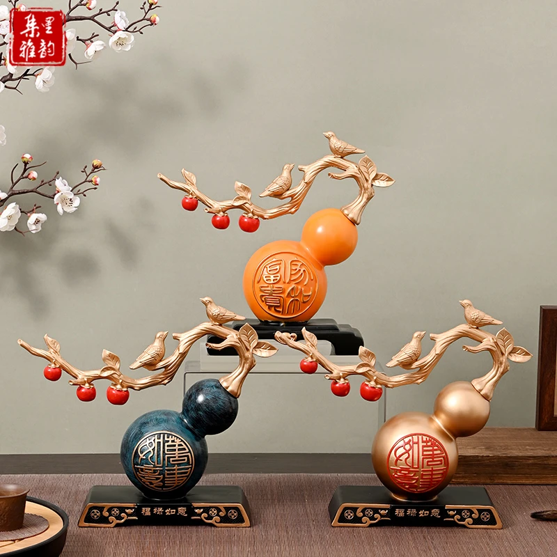 新中式柿柿如意葫芦摆件客厅电视柜酒柜装饰品办公室乔迁新居礼品