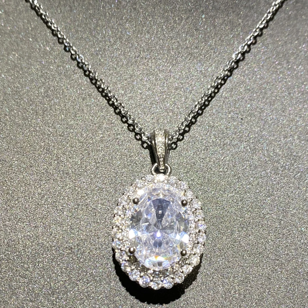 合金锆石项链 【Fantasticlady】满钻椭圆形小众高级项链小众首饰