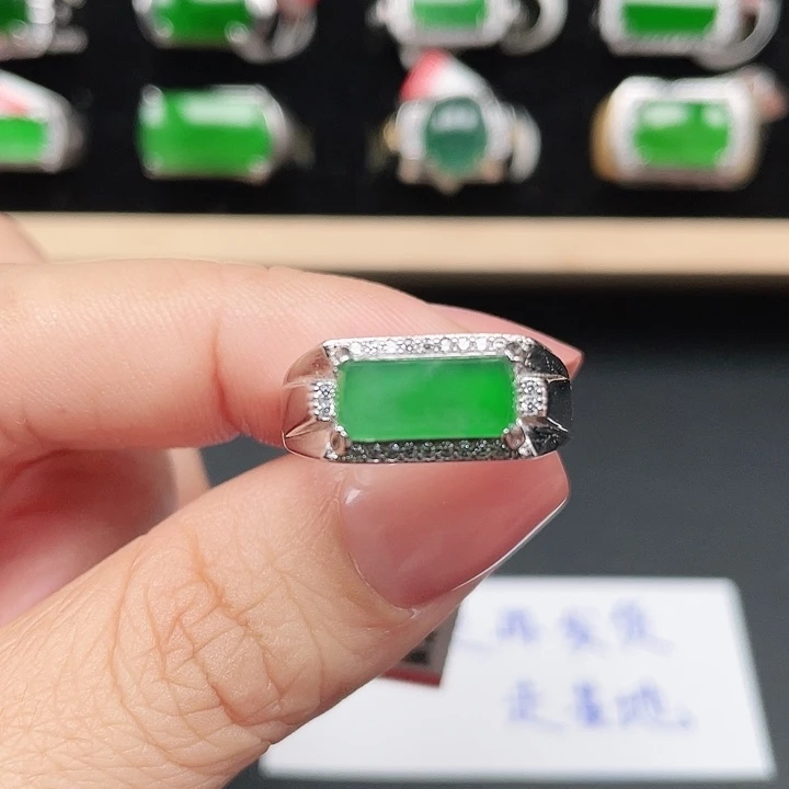 翡翠银S925镶嵌戒指编号3982没运费险