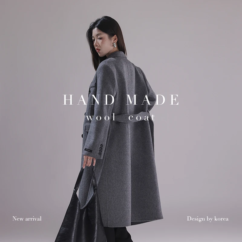 【子奇专属】YM 85025 长款秋冬甜美保暖宽松型羊毛外套高质感穿搭