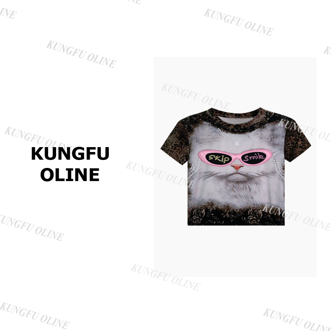 【子子】T2120流行款卡通印花圆领短袖T恤潮流休闲上衣