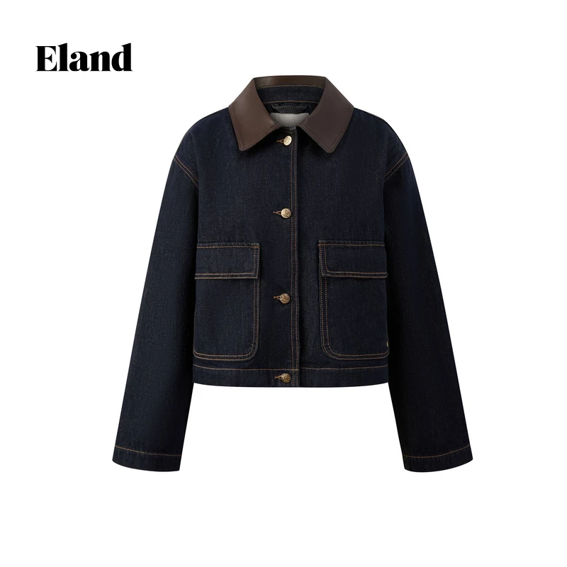 Eland衣恋短外套长袖通勤牛仔女装EEJJF49M02
