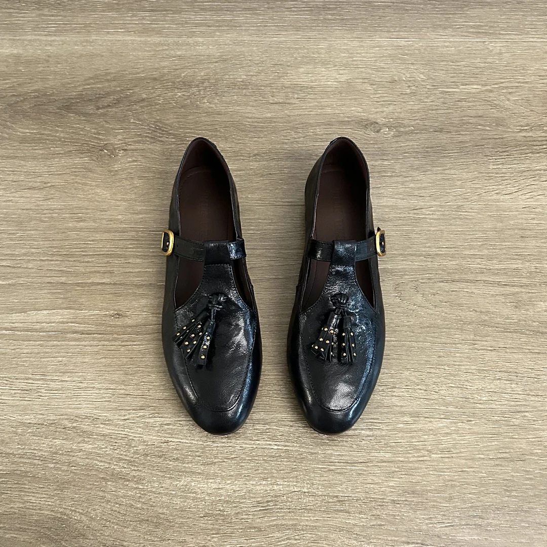 Dannyfrey英伦风复古软皮软底头层牛皮流苏女新款百搭乐福鞋1CM