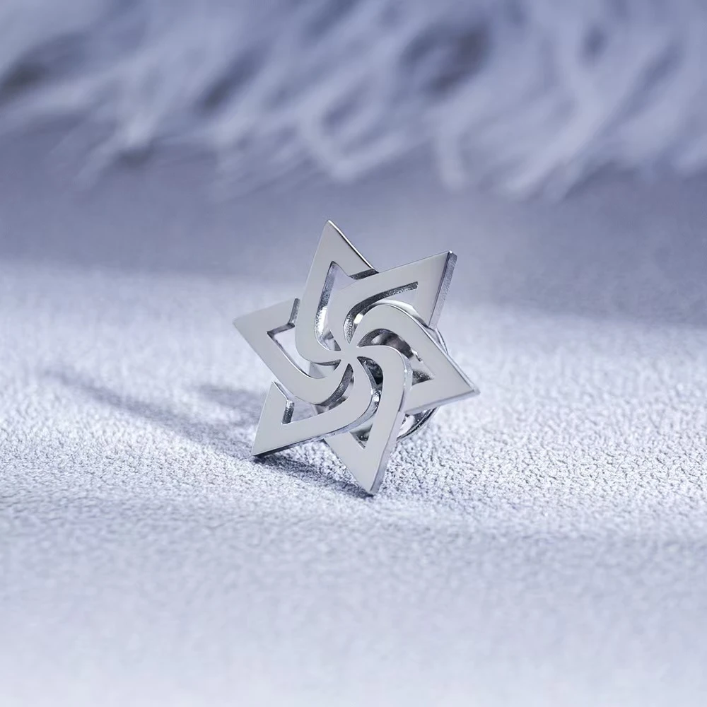 六星芒胸针男士复古个性领针胸花潮流大衣胸章个性西服外套配饰