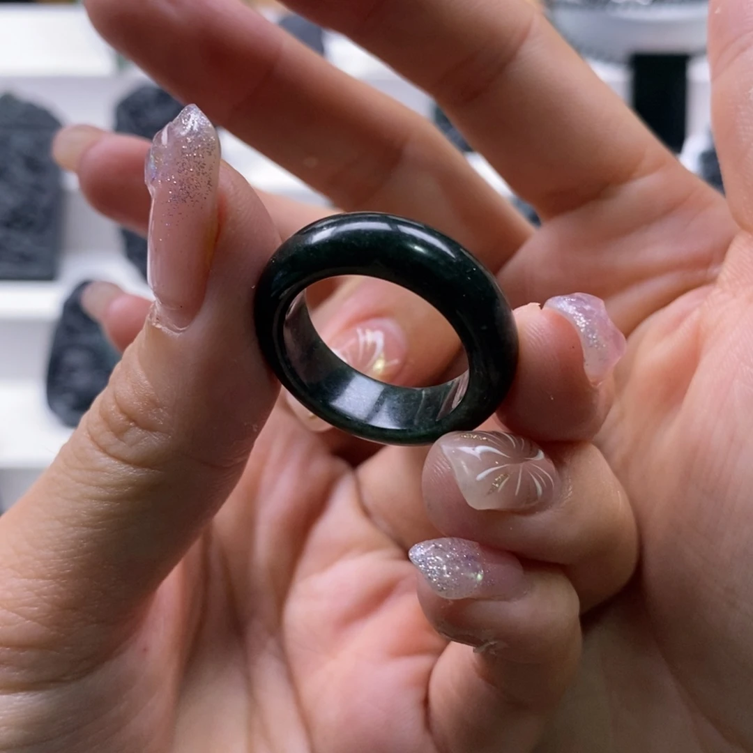 定制翡翠未镶嵌天然缅甸A货墨翠戒圈