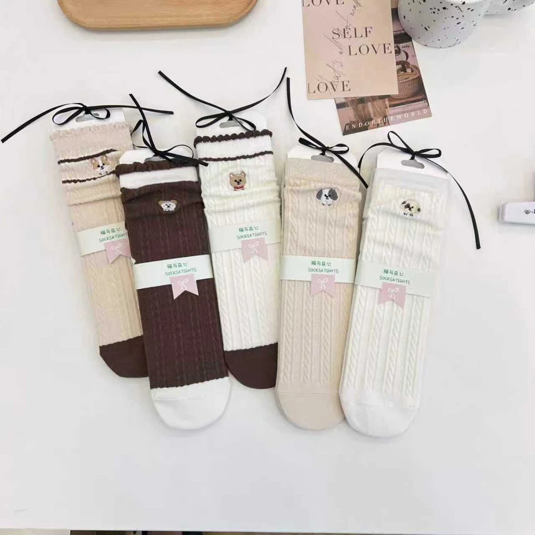 【秋季新品】堆堆袜女款爆款2025新款刺绣堆堆袜可爱2503-8
