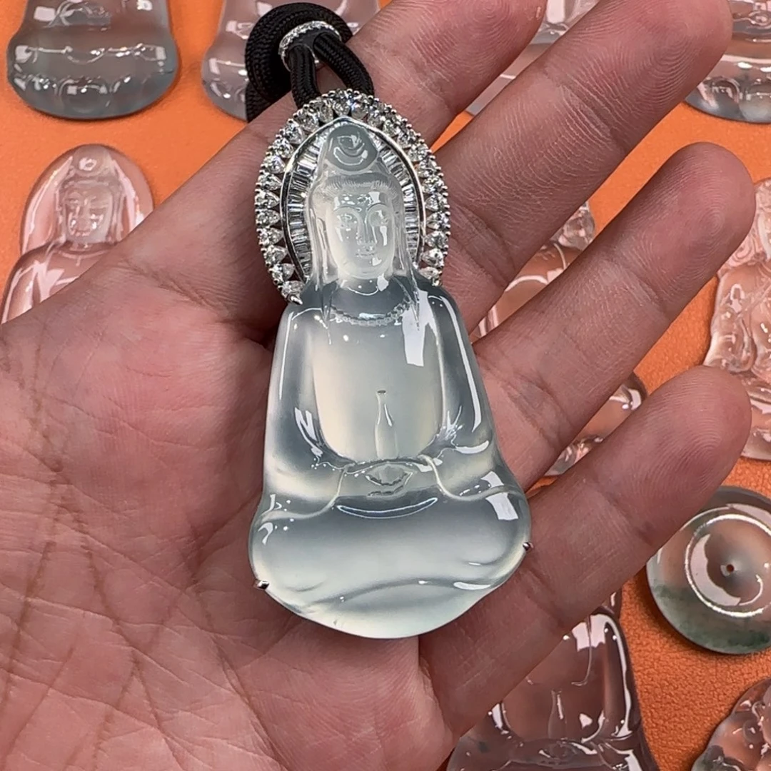 定制翡翠18K金镶嵌天然