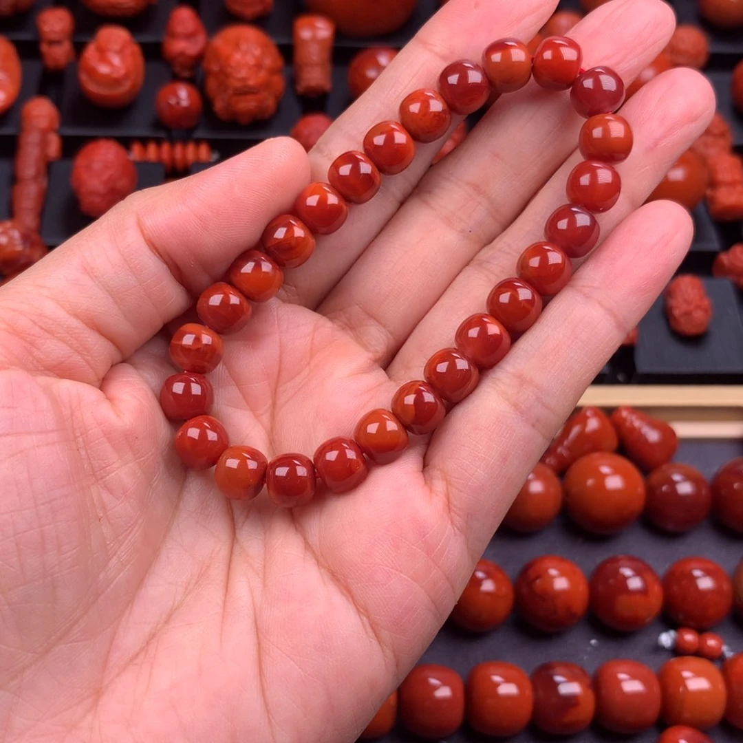 南红玛瑙原矿老型手串7.8mm未镶嵌