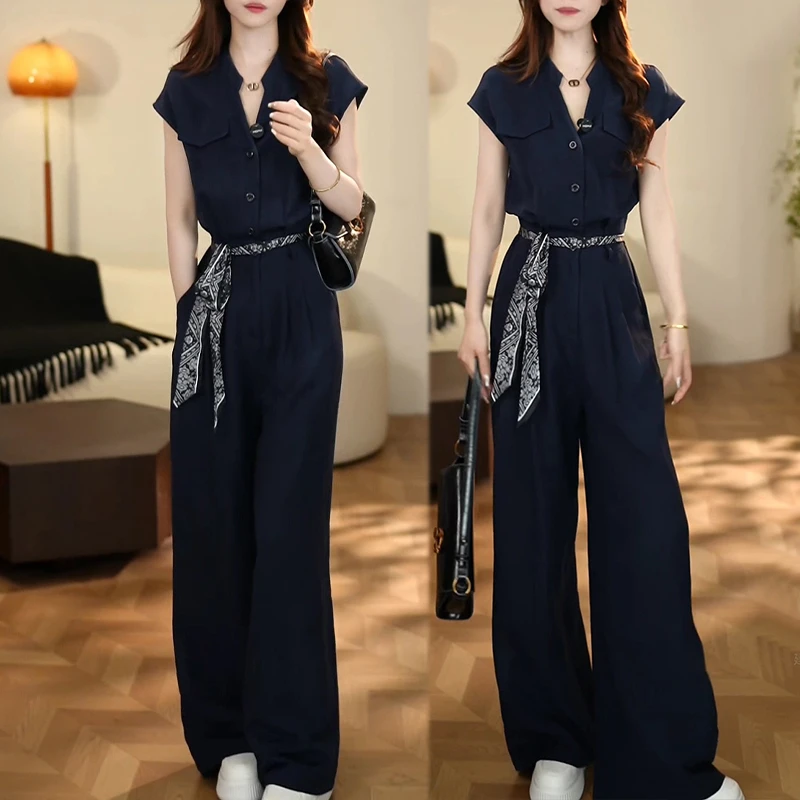 时尚设计感显瘦潮流网红流行百搭穿搭女2025年夏季新款连体裤套装