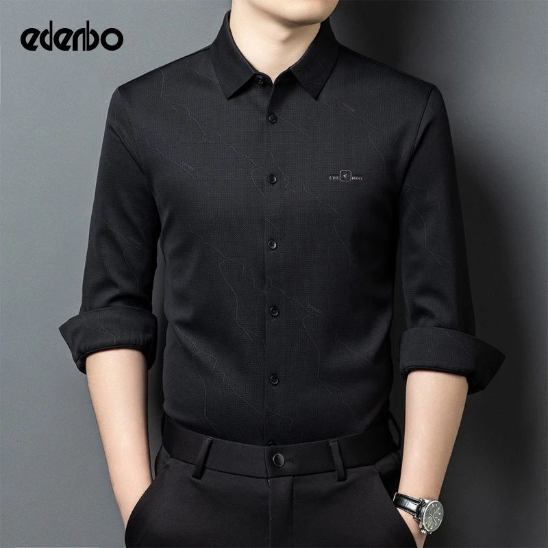 【商场同款】爱登堡男士衬衫长袖冬季中青年高档时尚休闲加绒衬衣服