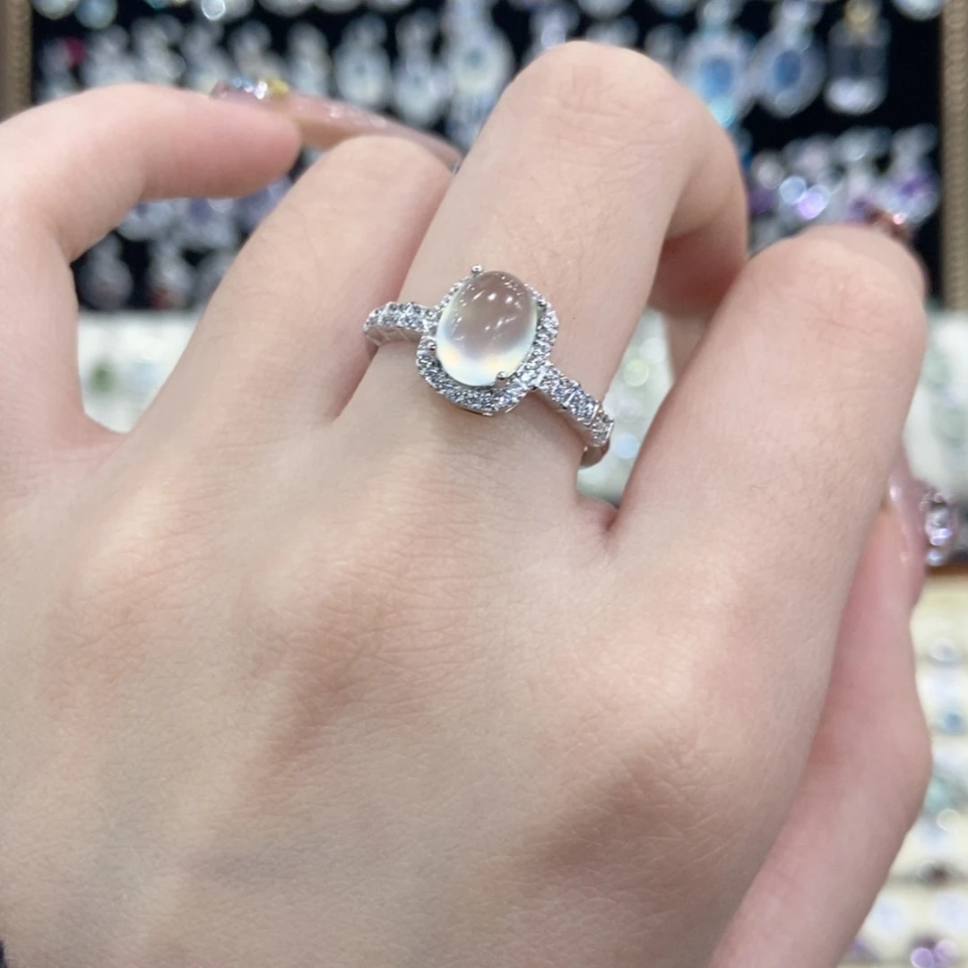 蛇纹石玉银S925镶嵌戒指