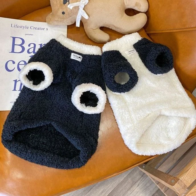 黑白熊猫云朵双面毛绒宠物冬季保暖衣比熊居家防着凉小狗狗衣服hh