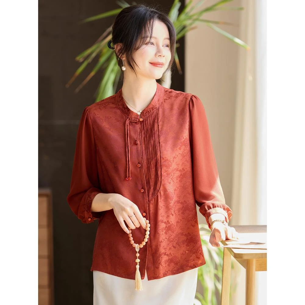 妈妈春装2025新款长袖衬衫洋气中老年女夏装减龄薄款小衫上衣套装