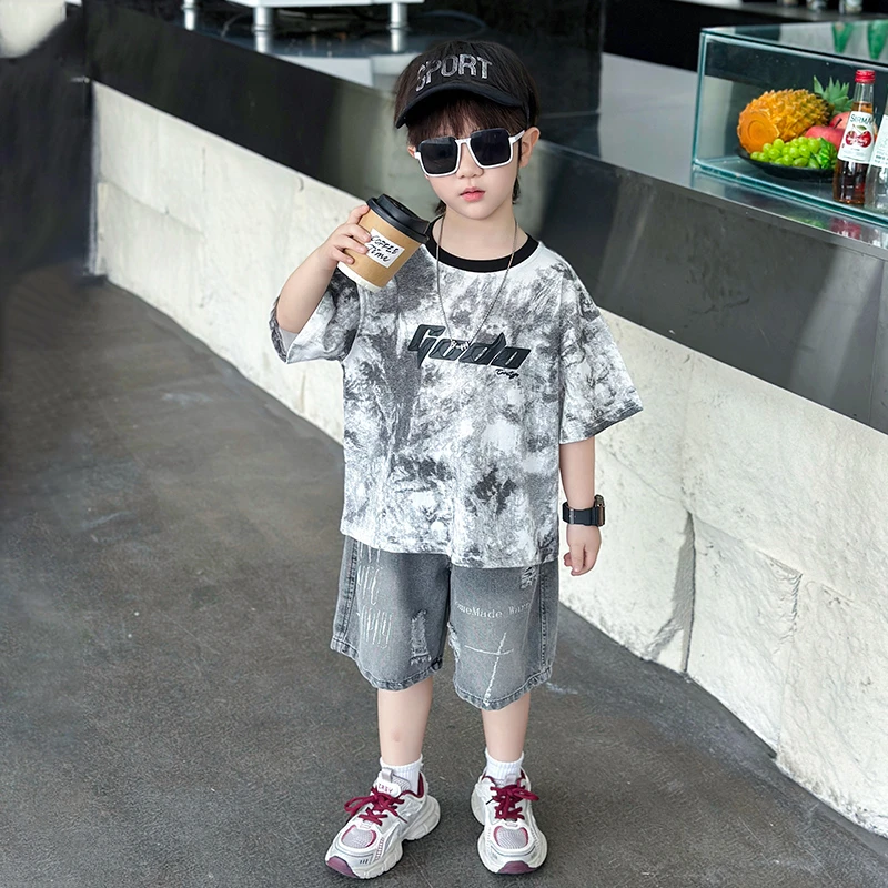 男童夏装套装2025新款夏季儿童男孩休闲短袖薄款小宝宝帅气两件套
