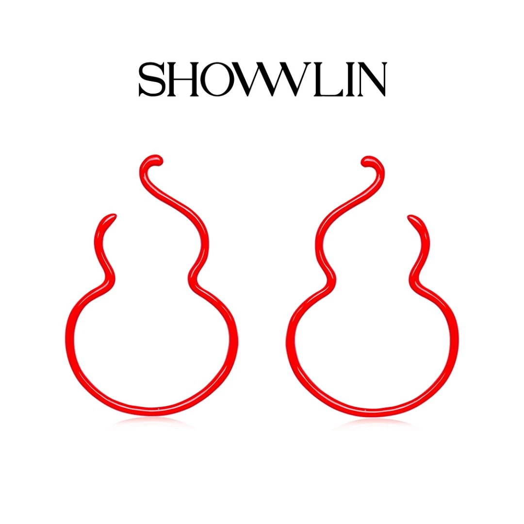 ShownLin 铜合金珐琅耳饰 葫地洞天耳钉简约气质时尚耳饰小众原创