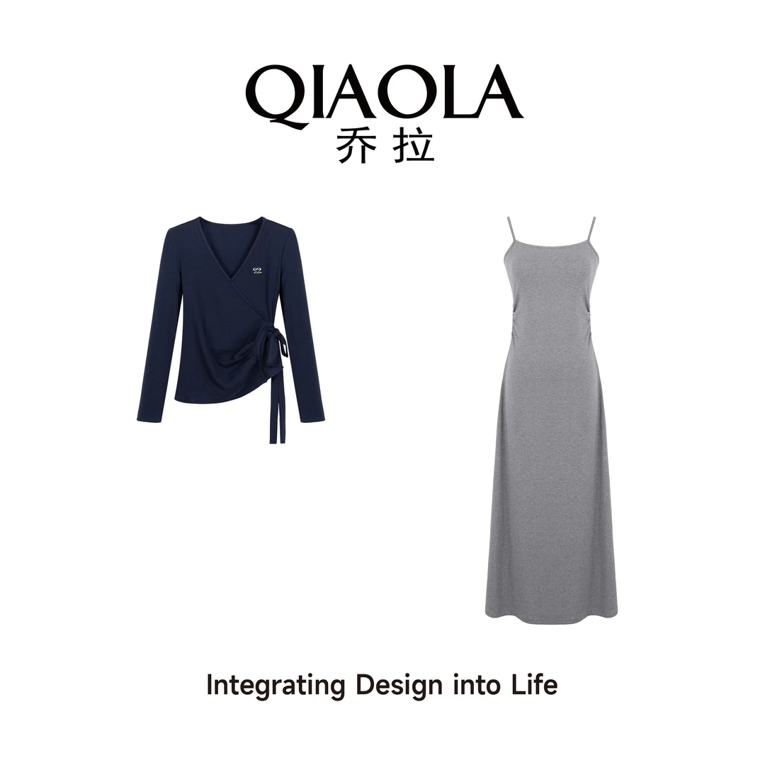 QIAOLA/乔拉【晴日午后】春新款修身高腰A字显瘦百搭气质连衣裙预售