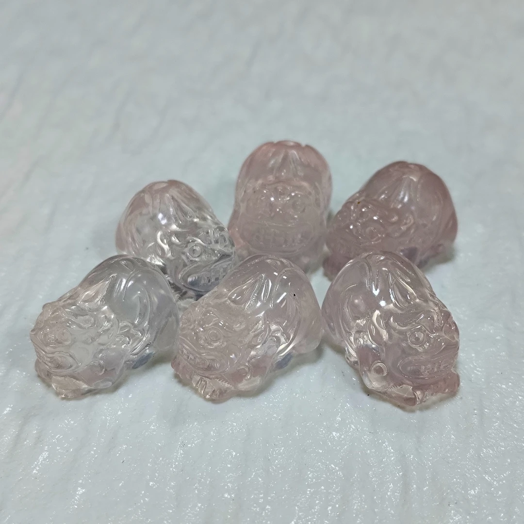 【书记甄选】天然粉水晶水晶貔貅单珠  多样性发一件 1052BB