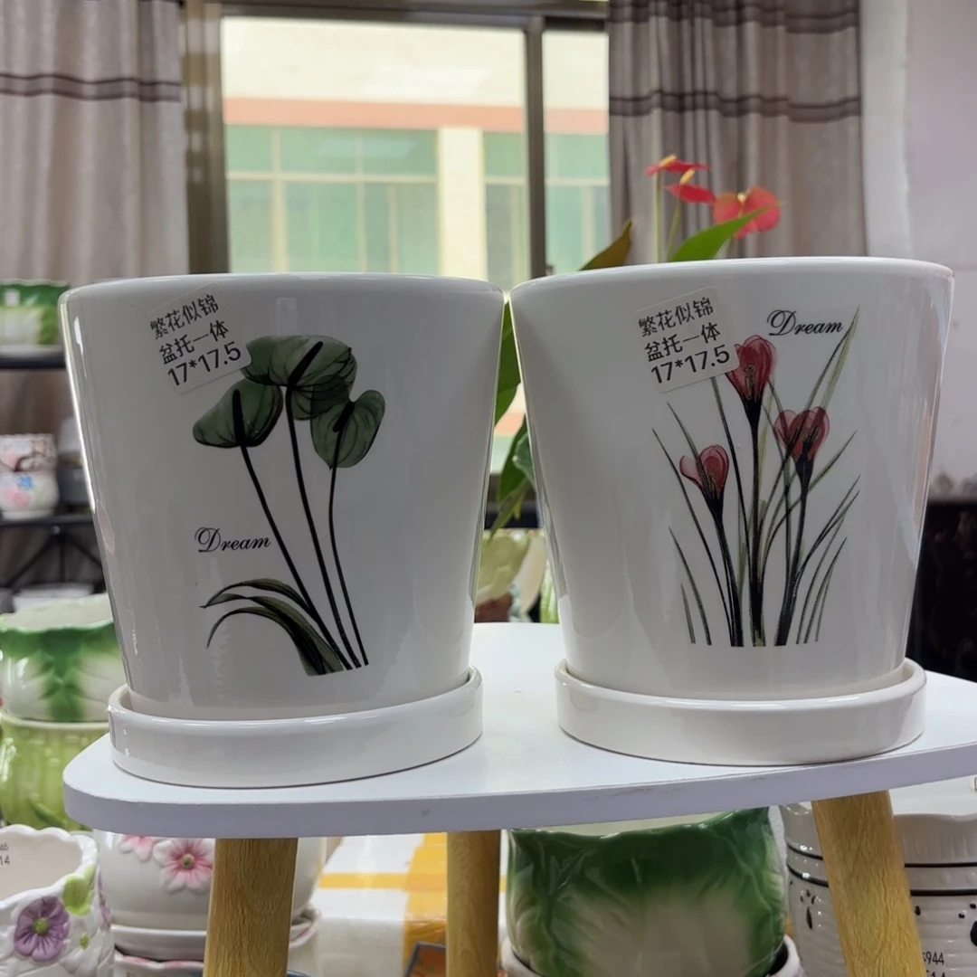 @夏西陶瓷花盆@@繁花似锦