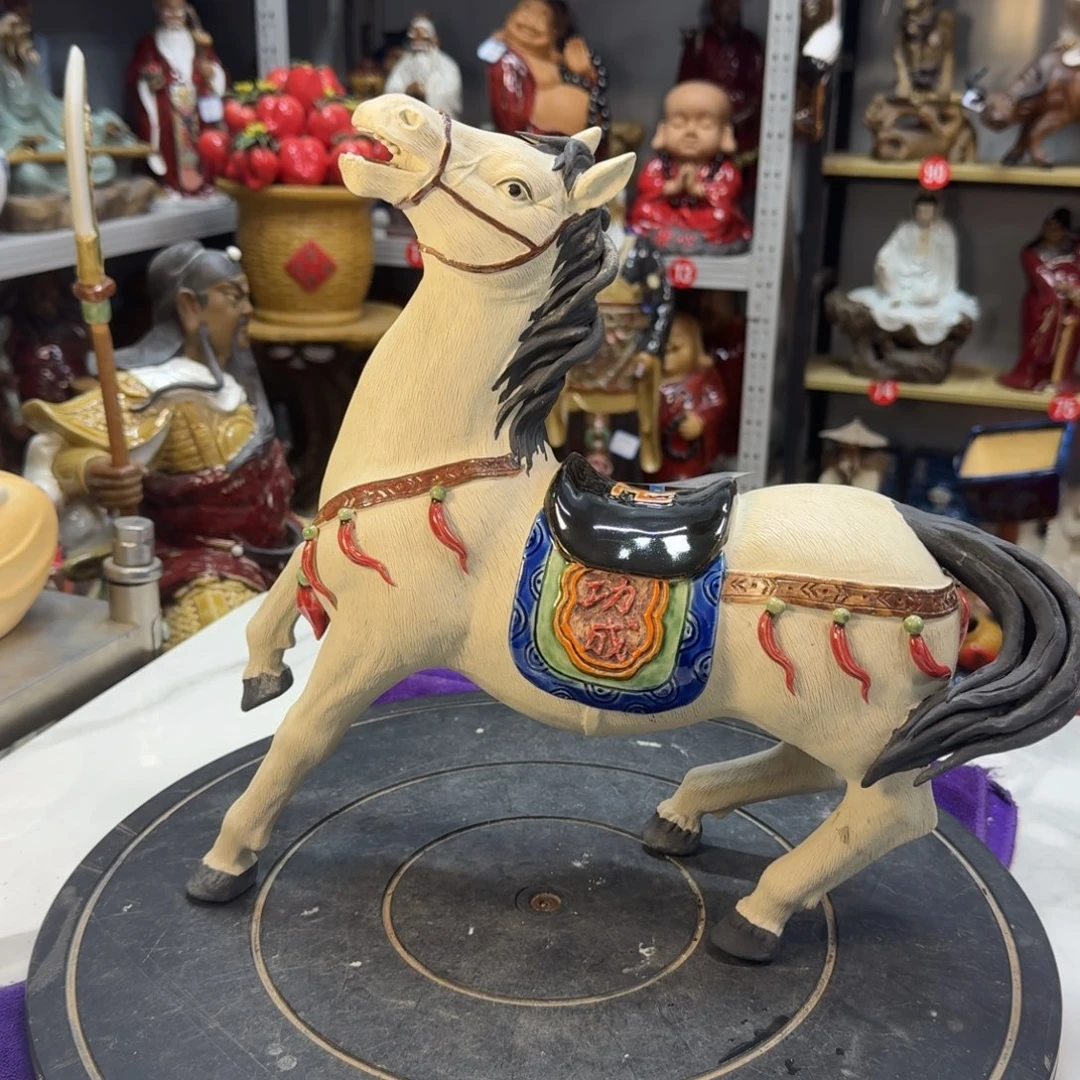 赵***️石湾窑陶瓷摆件马有瑕