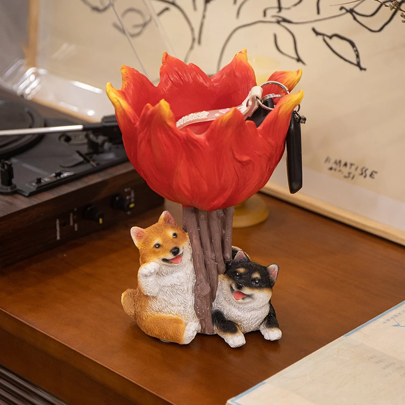 创意狗狗入户玄关钥匙收纳摆件家居客厅电视柜桌面装饰品置物可爱