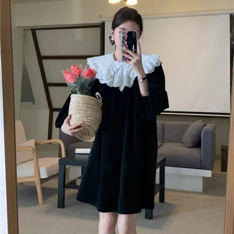 灯笼袖娃娃领黑色2025年春季秋季显瘦气质网红洋气时尚围巾 披肩