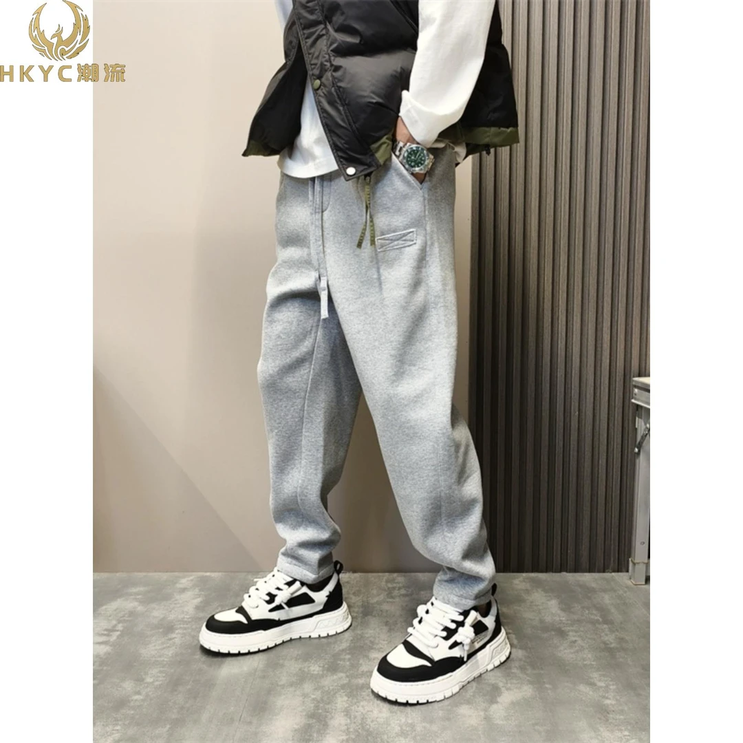 HKYC2025新款美式休闲运动裤男款高级感休闲裤宽松直筒时尚卫裤男