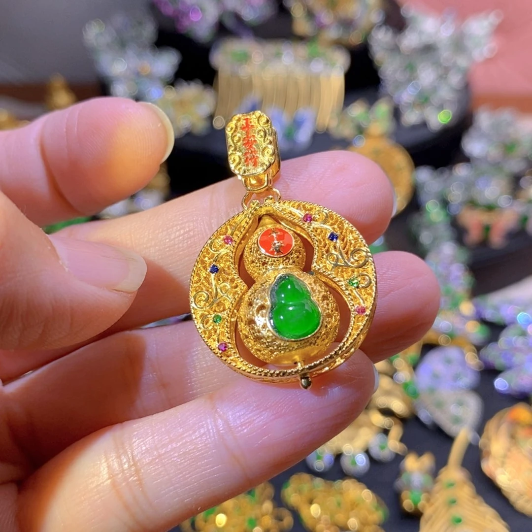 吊坠(不含链)银S925镶嵌翡翠