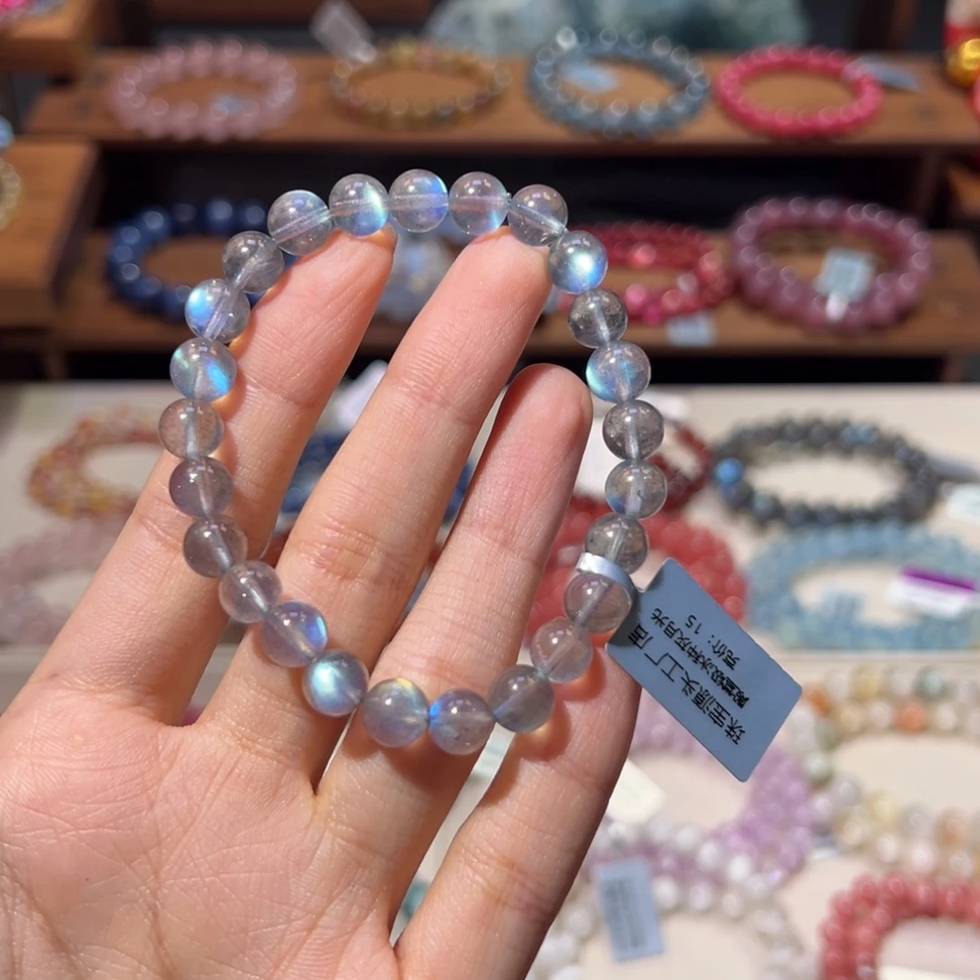 I***0未镶嵌手串长石7.8m殿堂级冰种灰月光