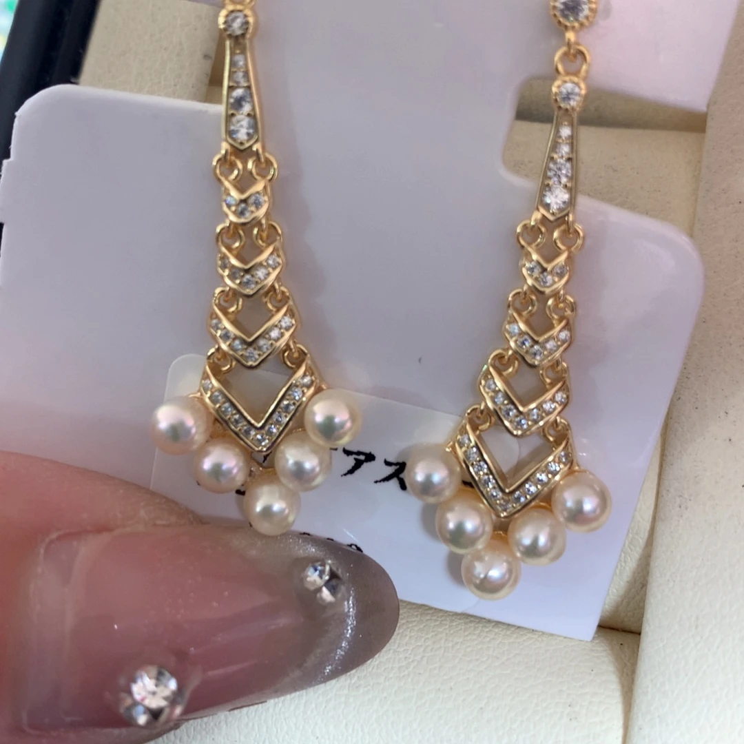 海水珍珠耳饰银S925镶嵌