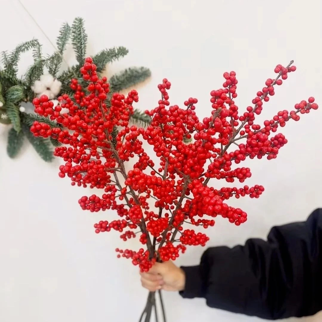 【5枝 北美冬青】年宵花鲜花中式玄关客厅书房新年真花真果水培耐寒