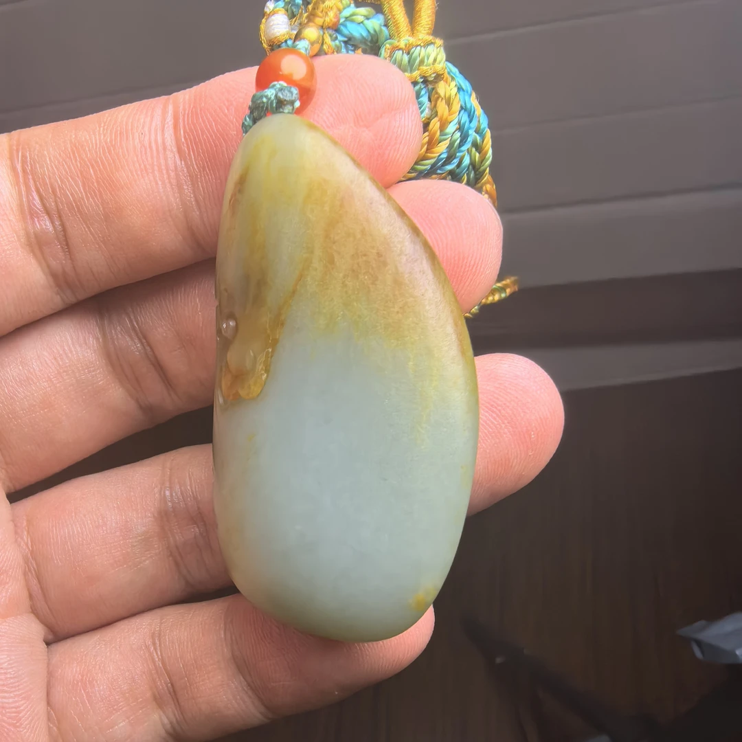 和田玉洒金皮吊坠弥勒佛挂件收藏品