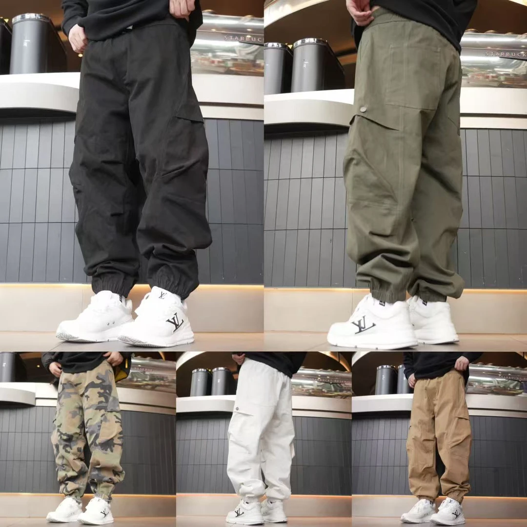 加厚加绒秋冬工装棉布大口袋运动裤宽松束脚休闲裤038