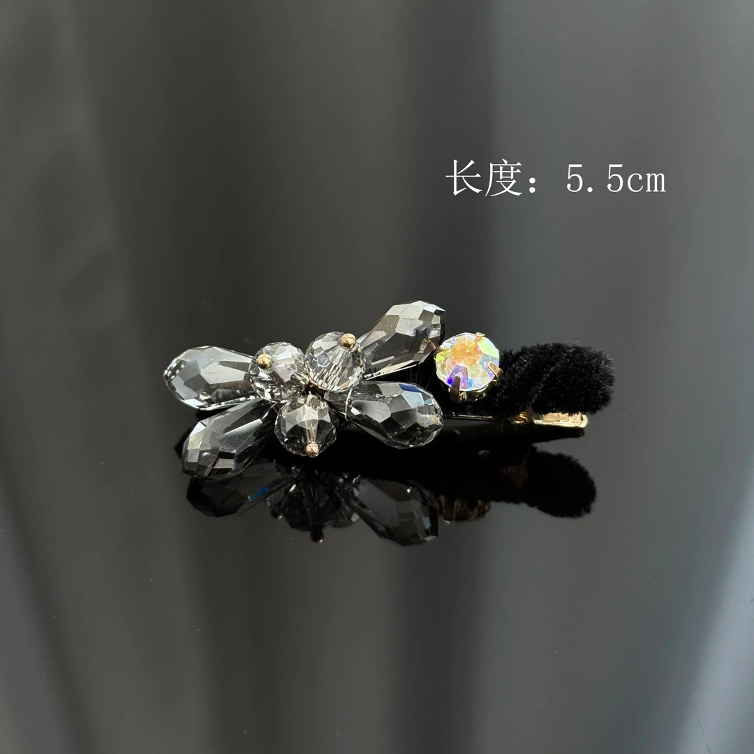 BAOSHATI/宝莎缇F-886高级感仿水晶蝴蝶丝绒鸭嘴夹