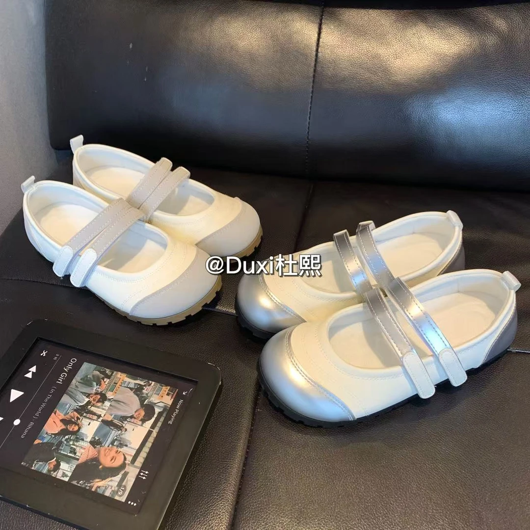 Duxi杜熙2025春夏新款平底软底玛丽珍凉鞋魔术贴简约大气韩系ins