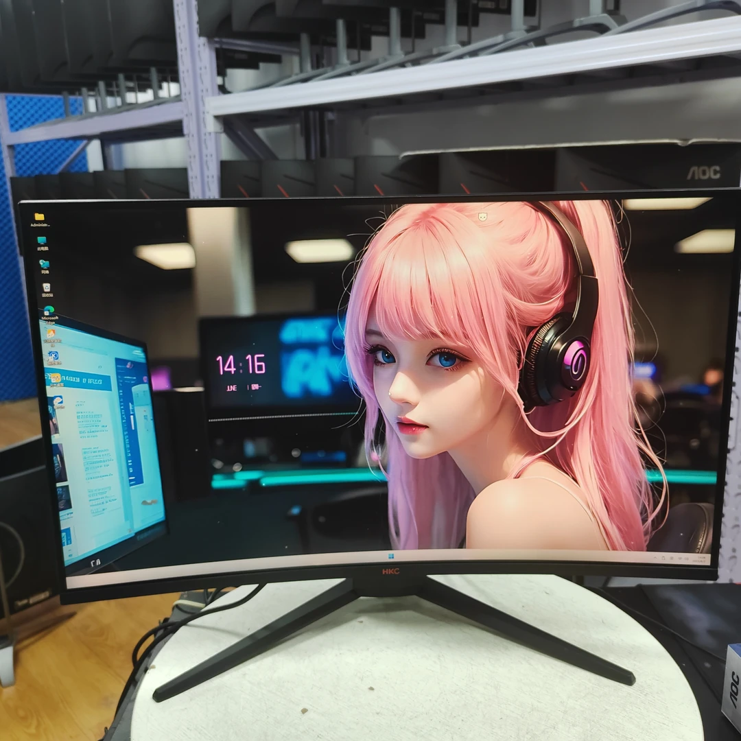 8新 HKC/惠科 32寸曲面2K144HZ{特价瑕疵屏 满屏横纹}游戏办公