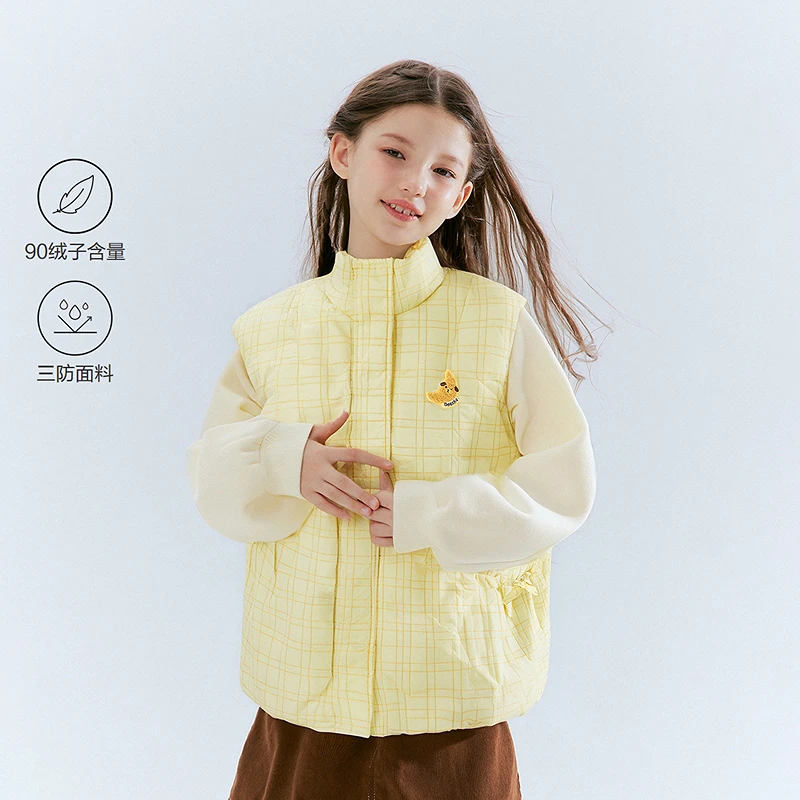 DEESHA/笛莎女童秋冬新款儿童中大童格纹立领羽绒马甲-732556701