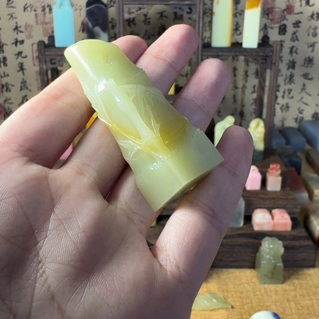白***山印石昌化石青田竹叶青