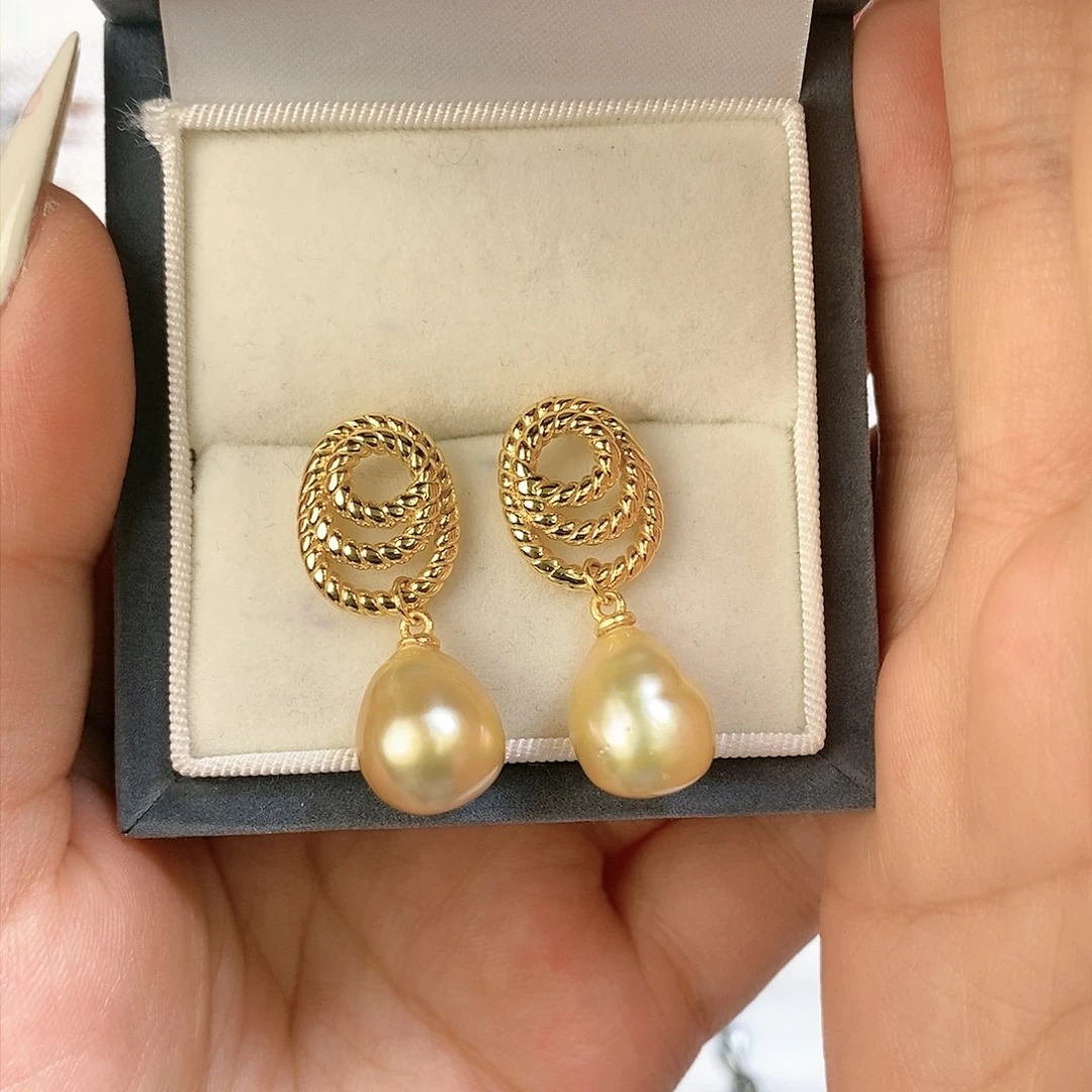 海水珍珠耳饰银S925镶嵌