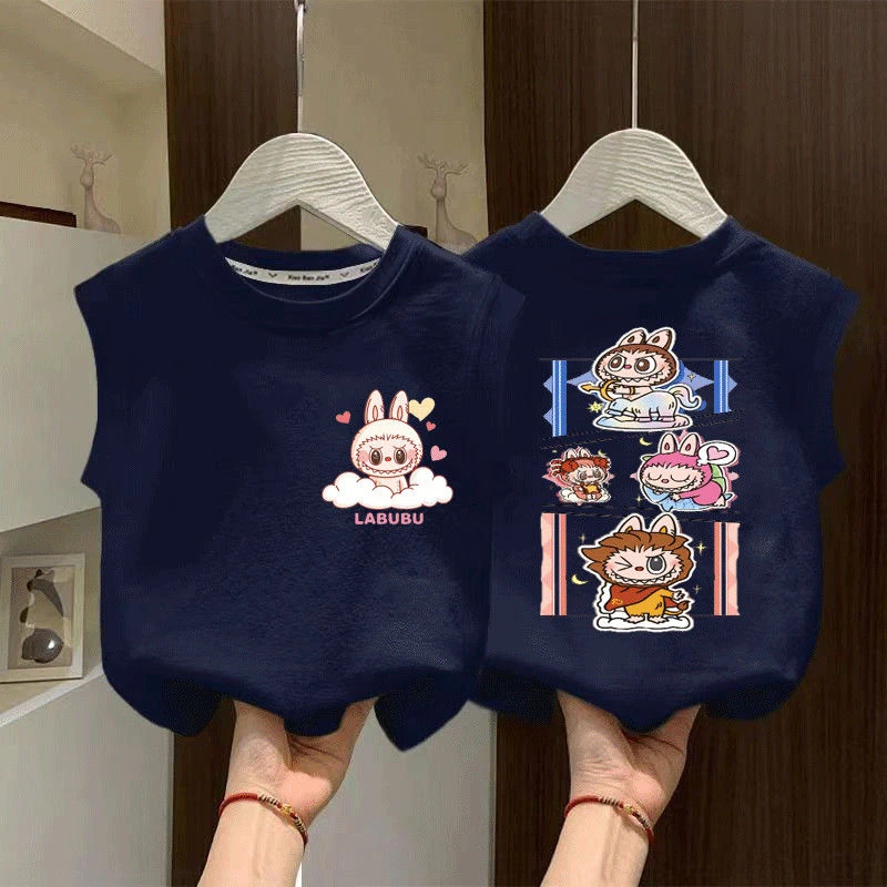 夏季新款中小儿童韩系ins风上衣女童宝宝甜美布拉拉纯棉t恤背心衫