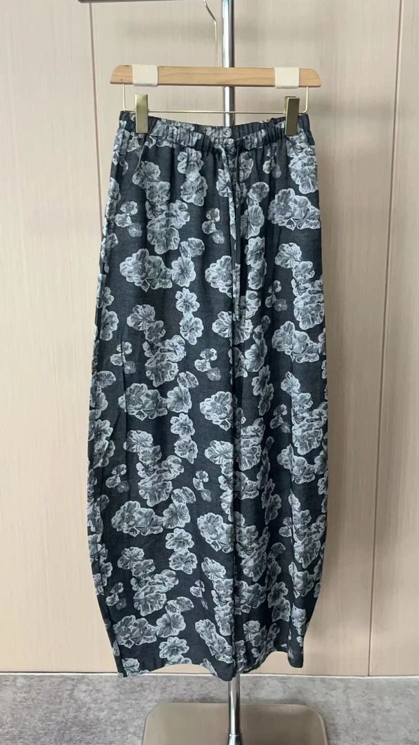 【AD清版逃单限购】设计师款花朵休闲直筒裤70055