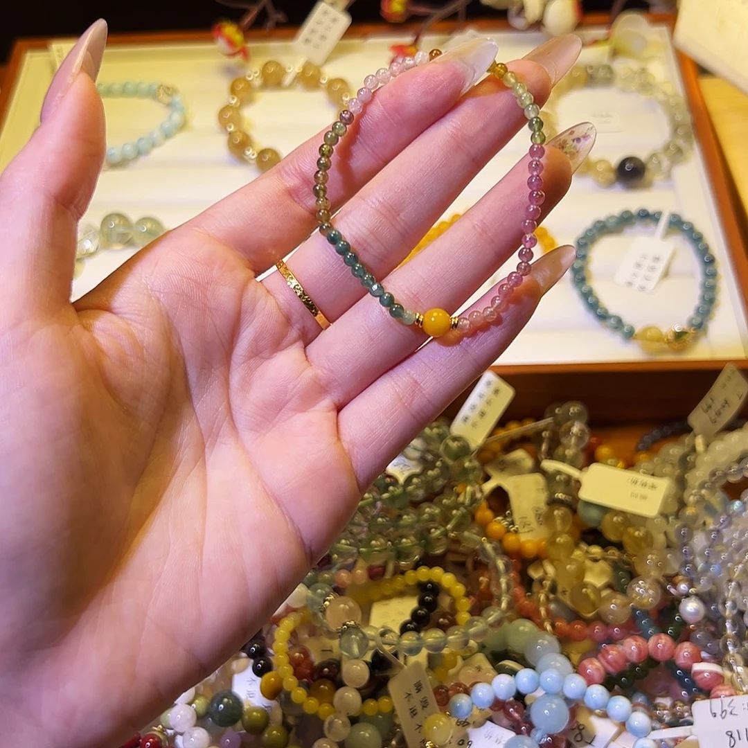 水晶手链银S925镶嵌T碧玺1341