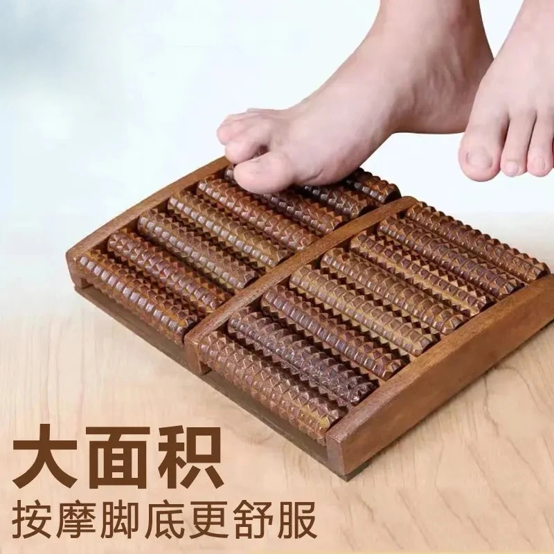 木质脚底按摩器脚踩式足底按摩滚轮家用实木按压腿部足部专用工具