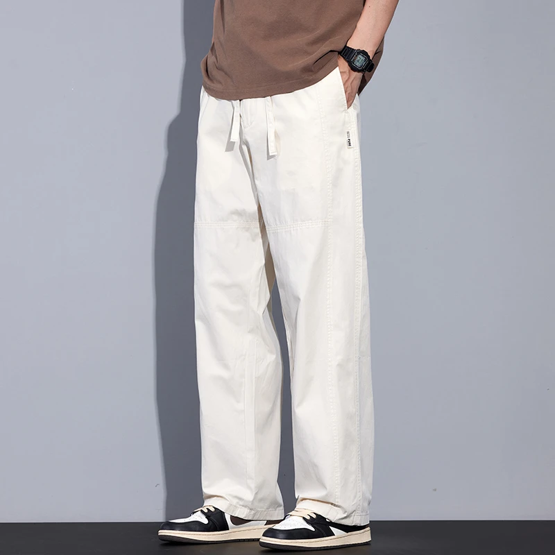 Kuvine2025夏季新款宽松直筒时尚百搭美式街头纯棉休闲裤子男士潮