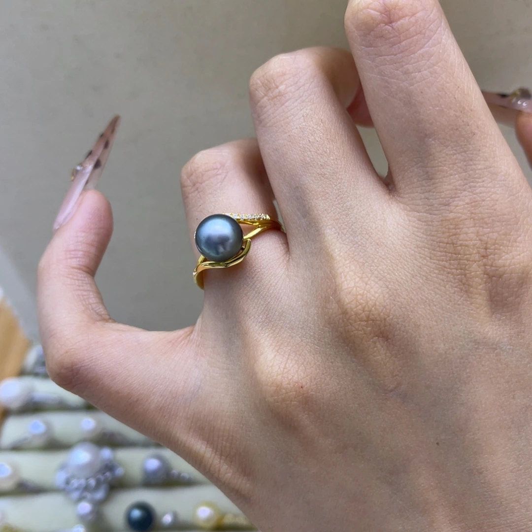 戒圈海水珍珠银S925镶嵌